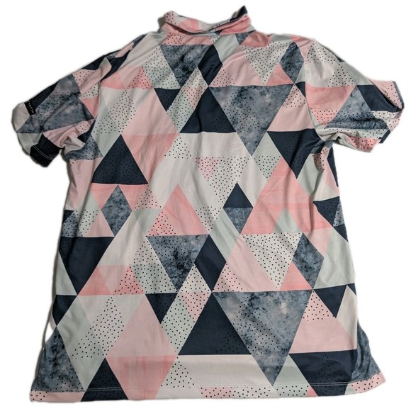 Yatta Golf XL Pink Gray Geometric Triangle Polo Performance Shirt VGC - Picture 8 of 9